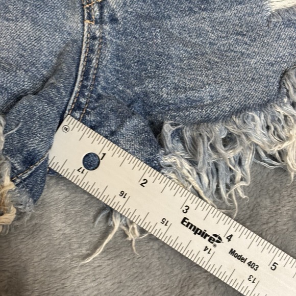 We The Free People Jean Shorts Women's 25 Blue Button Fly Distressed High Waist - Picture 6 of 9